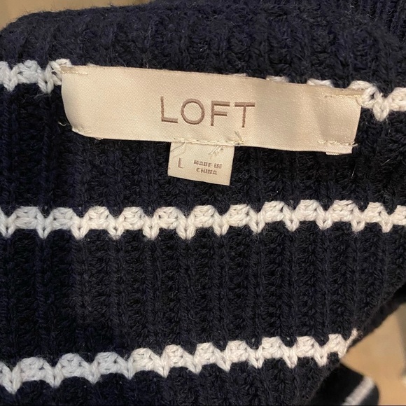 Loft Women’s Sweater Navy blue & White Striped Size L Relaxed Sweater - Picture 9 of 16
